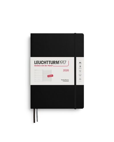 Kalender Leuchtturm 2026 B5 uge+noter linjeret hardcover black