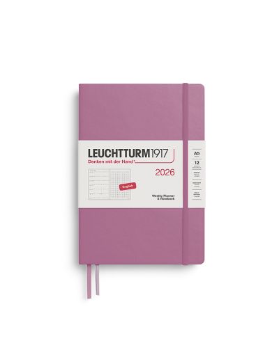 Kalender Leuchtturm 2026 A5 uge+noter dot hardcover dusty rose