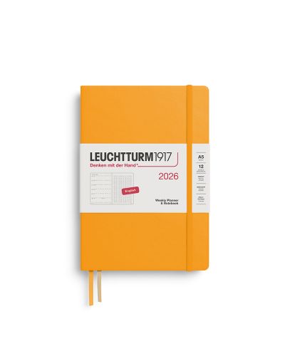 Kalender Leuchtturm 2026 A5 uge+noter dot hardcover rising sun