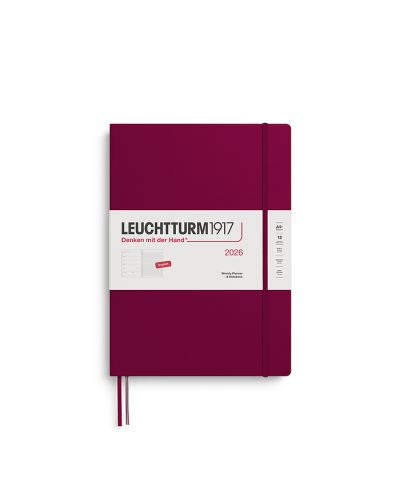 Kalender Leuchtturm 2026 A4+ uge+noter linjeret hardcover port red