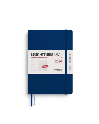 Kalender Leuchtturm 2026 A5 uge+noter linjeret hardcover navy
