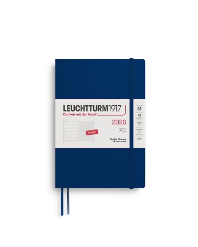 Kalender Leuchtturm 2026 A5 uge+noter linjeret softcover navy