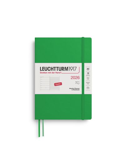 Kalender Leuchtturm 2026 A5 uge+noter linjeret softcover spring leaf