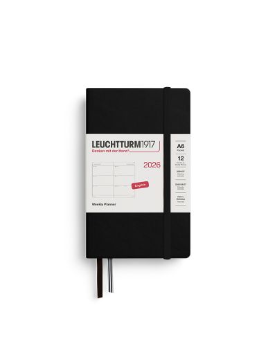 Kalender Leuchtturm 2026 A6 uge hardcover black
